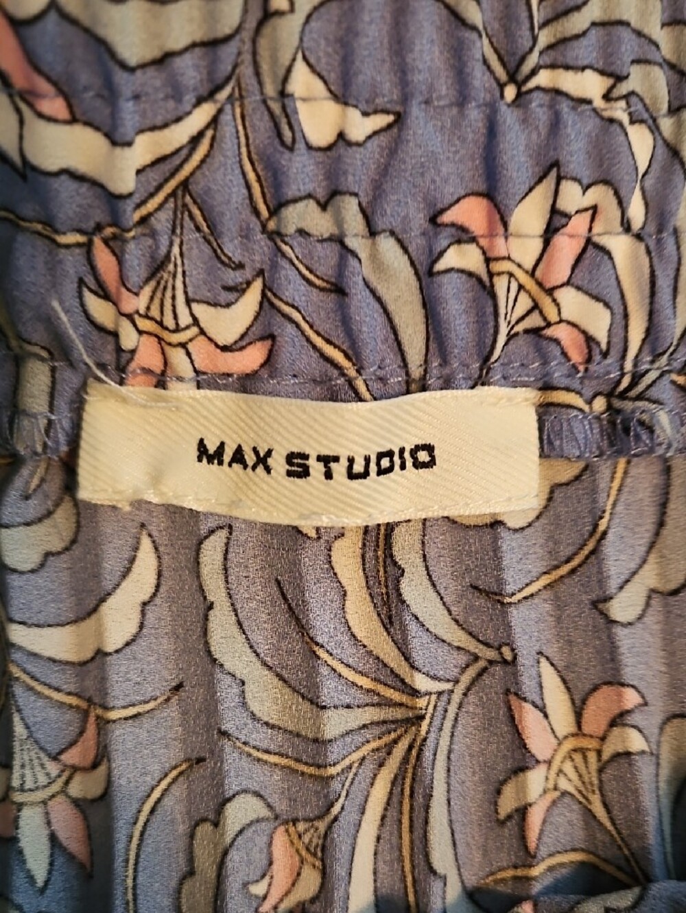 Max Studio Blue Floral Pleated Midi Skirt - Picture 4 of 6